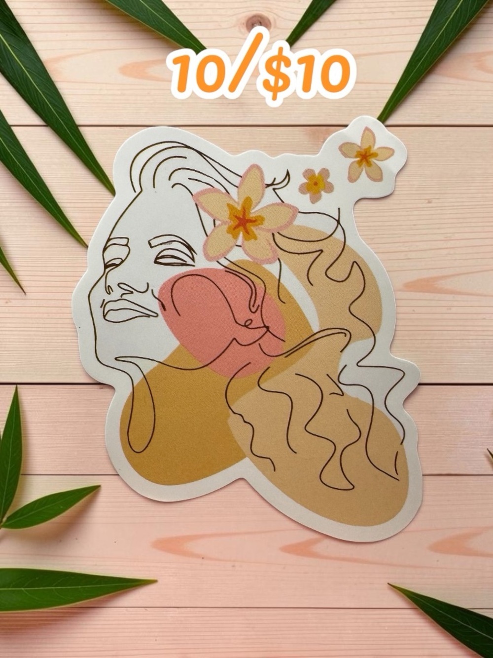 Abstract Floral Woman Sticker – Feminine Line Art Vinyl Decal | Boho Modern Art